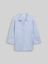 TOM TAILOR Damen Loose Fit Bluse mit Stickerei, blau, Gepunktet – Bild 1
