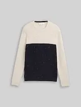 TOM TAILOR Herren Strickpullover mit Strukturmix, weiß, Colour Blocking – Bild 1