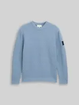 TOM TAILOR Herren Strickpullover mit Rundhalsausschnitt, blau, Uni – Bild 1