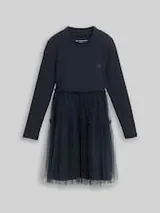 TOM TAILOR Mädchen Mini-Kleid mit Tüllrock, blau, Uni – Bild 1
