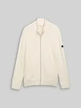 TOM TAILOR Herren Strickjacke mit Zopfmuster, braun, Uni – Bild 1