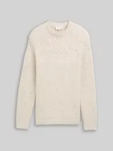 TOM TAILOR Herren Strickpullover mit Strukturmix, weiß, Meliert – Bild 1