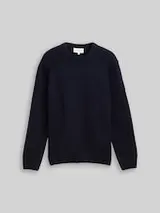 TOM TAILOR Herren Strickpullover mit Ripp-Details, blau, Meliert – Bild 1