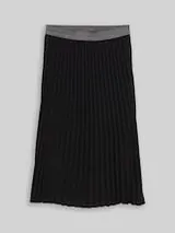 TOM TAILOR Damen Plissee Midi-Rock mit Glitzer-Detail, schwarz, Uni – Bild 1