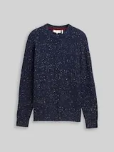 TOM TAILOR Herren Strickpullover mit Rundhalsausschnitt, blau, Meliert – Bild 1