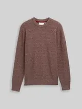 TOM TAILOR Herren Strickpullover mit Rundhalsausschnitt, braun, Meliert – Bild 1