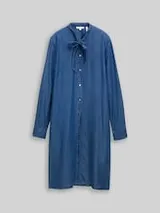TOM TAILOR Damen Jeanskleid mit Schleifen-Detail, blau, Uni – Bild 1