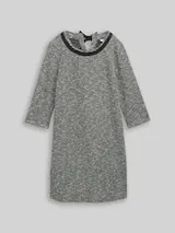 TOM TAILOR Damen Bouclé Kleid mit Schleifen-Detail, schwarz, Meliert – Bild 1