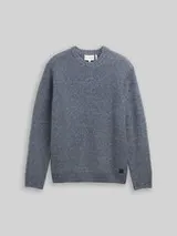 TOM TAILOR Herren Strickpullover mit Wollanteil, blau, Meliert – Bild 1