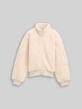 TOM TAILOR Mädchen Cropped Teddy Jacke mit Fleece, beige, Uni – Bild 1