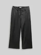 TOM TAILOR Damen Culotte Hose in Lederoptik, schwarz, Uni – Bild 1
