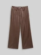TOM TAILOR Damen Culotte Hose in Lederoptik, braun, Uni – Bild 1
