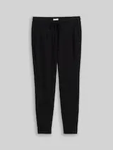 TOM TAILOR Damen Loose Slim Jacquard Hose mit Kordelzug, schwarz, Uni – Bild 1