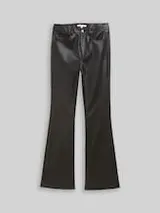 TOM TAILOR DENIM Damen Flared Hose in Lederoptik, schwarz, Uni – Bild 1