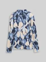 TOM TAILOR Damen Slim Fit Langarmshirt mit Muster, blau, Gemustert – Bild 1