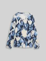 TOM TAILOR Damen Blusenshirt mit Muster, blau, Gemustert – Bild 1