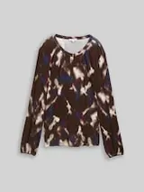 TOM TAILOR Damen Blusenshirt mit Muster, braun, Gemustert – Bild 1