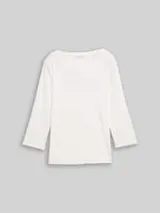TOM TAILOR Damen Slim Fit Langarmshirt mit Glitzer-Logo, weiß, Uni – Bild 1