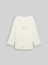 TOM TAILOR Damen Langarmshirt mit Wasserfallkragen, weiß, Uni – Bild 1