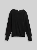 TOM TAILOR Damen Loose Fit Langarmshirt mit Glitzer-Effekt, schwarz, Uni – Bild 1