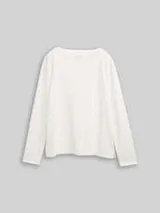 TOM TAILOR Damen Langarmshirt mit Glitzer-Streifenmuster, weiß, Gestreift – Bild 1