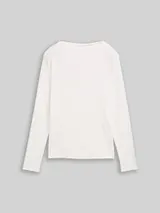 TOM TAILOR Damen Slim Fit Langarmshirt, weiß, Uni – Bild 1