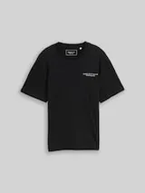 TOM TAILOR DENIM Herren Relaxed Fit T-Shirt mit Print, schwarz, Uni – Bild 1