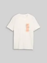 TOM TAILOR DENIM Herren T-Shirt mit Print, weiß, Uni – Bild 1