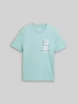 TOM TAILOR DENIM Herren T-Shirt mit Print, grün, Uni – Bild 1