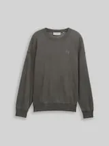TOM TAILOR DENIM Herren Relaxed Overdyed Sweatshirt, schwarz, Uni – Bild 1