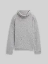 TOM TAILOR Damen Loose Fit Sweatshirt mit Rollkragen, grau, Meliert – Bild 1