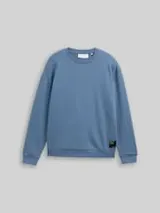 TOM TAILOR DENIM Herren Sweatshirt mit Logo-Badge, blau, Uni – Bild 1