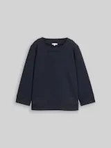 TOM TAILOR Damen Boxy Fit Sweatshirt mit 7/8-Arm, blau, Uni – Bild 1