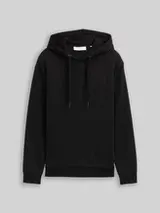 TOM TAILOR DENIM Herren Hoodie Sweatshirt mit Logo-Badge, schwarz, Uni – Bild 1