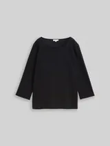 TOM TAILOR Damen Langarmshirt mit Ottoman-Struktur, schwarz, Uni – Bild 1