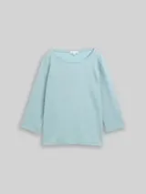 TOM TAILOR Damen Langarmshirt mit Ottoman-Struktur, grün, Uni – Bild 1