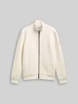 TOM TAILOR DENIM Herren Sweatjacke mit Stehkragen, weiß, Uni – Bild 1