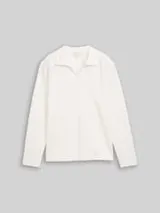 TOM TAILOR Damen Langarmshirt mit Polokragen, weiß, Uni – Bild 1