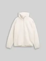 TOM TAILOR DENIM Damen Loose Fit Teddy Sweatshirt, weiß, Uni – Bild 1