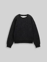 TOM TAILOR DENIM Damen Sweatshirt mit Glitzer-Effekt, schwarz, Uni – Bild 1