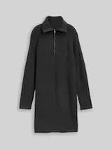 TOM TAILOR DENIM Damen Mini-Kleid mit Troyer-Kragen, grau, Meliert – Bild 1