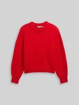 TOM TAILOR DENIM Damen Oversize Strickpullover, rot, Uni – Bild 1
