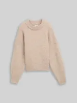 TOM TAILOR DENIM Damen Oversize Strickpullover, beige, Meliert – Bild 1