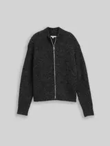 TOM TAILOR DENIM Damen Cardigan mit Reißverschluss, grau, Meliert – Bild 1