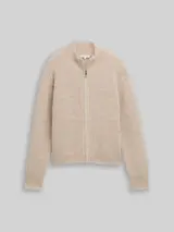 TOM TAILOR DENIM Damen Cardigan mit Reißverschluss, beige, Meliert – Bild 1
