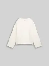 TOM TAILOR DENIM Damen Strickpullover aus Federgarn, weiß, Uni – Bild 1