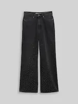 TOM TAILOR DENIM Damen TTLINOU WIDE Jeans mit Strasssteinen, schwarz, Uni – Bild 1