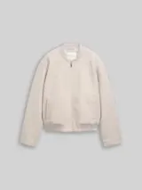 TOM TAILOR DENIM Damen Bouclé Bomberjacke, grau, Uni – Bild 1
