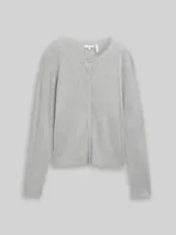TOM TAILOR Damen Cardigan mit verdeckter Knopfleiste, grau, Meliert – Bild 1