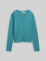 TOM TAILOR Damen Cardigan mit verdeckter Knopfleiste, blau, Uni – Bild 1